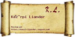 Kárpi Liander névjegykártya